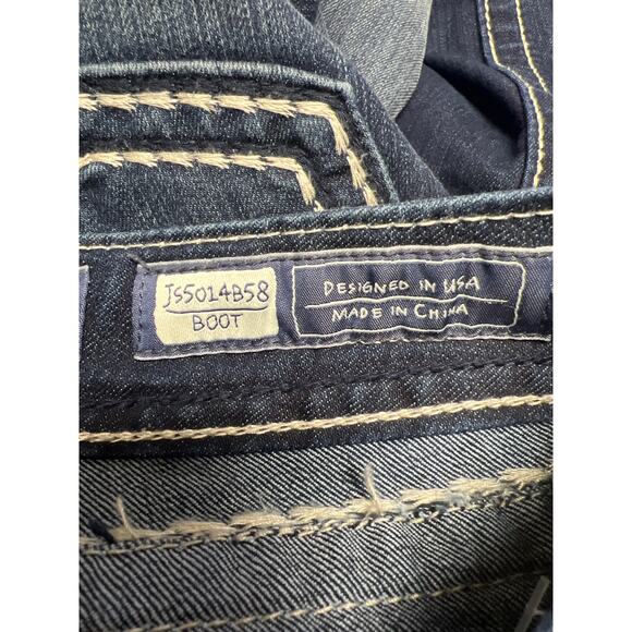 Miss Me Bootcut Loose Saddle Stitch Border Dark Jeans Western Size 30 US 10/12 - Picture 4 of 8